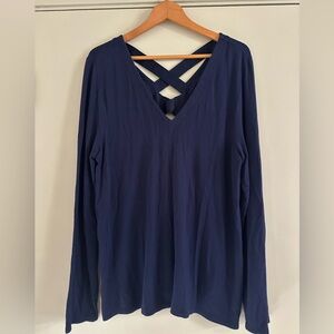 Lilly Pulitzer Navy Long Sleeve Crisscross Top